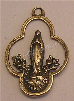 Mary Praying Medal 1" - Catholic religious medals in authentic antique and vintage styles with amazing detail. Large collection of heirloom pieces made by hand in California, US. Available in sterling silver and true bronze