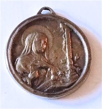 Saint Rita Medal 1 1/8" - Catholic religious medals in authentic antique and vintage styles with amazing detail. Large collection of heirloom pieces made by hand in California, US. Available in true bronze and sterling silver
