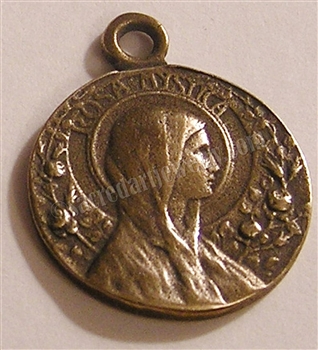 Rosa Mystica Medal Notre Dame 1" - Catholic religious medals in authentic antique and vintage styles with amazing detail. Large collection of heirloom pieces made by hand in California, US. Available in true bronze and sterling silver