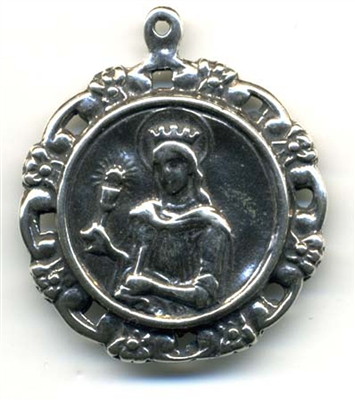 St Barbara Medal 1 1/4" - Catholic religious medals in authentic antique and vintage styles with amazing detail. Large collection of heirloom pieces made by hand in California, US. Available in true bronze and sterling silver