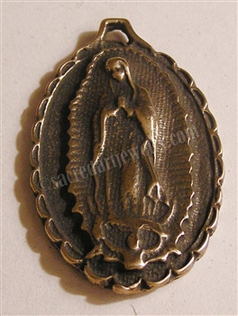 Guadalupe Medal Large 1 1/2" - Catholic religious medals in authentic antique and vintage styles with amazing detail. Large collection of heirloom pieces made by hand in California, US. Available in true bronze and sterling silver