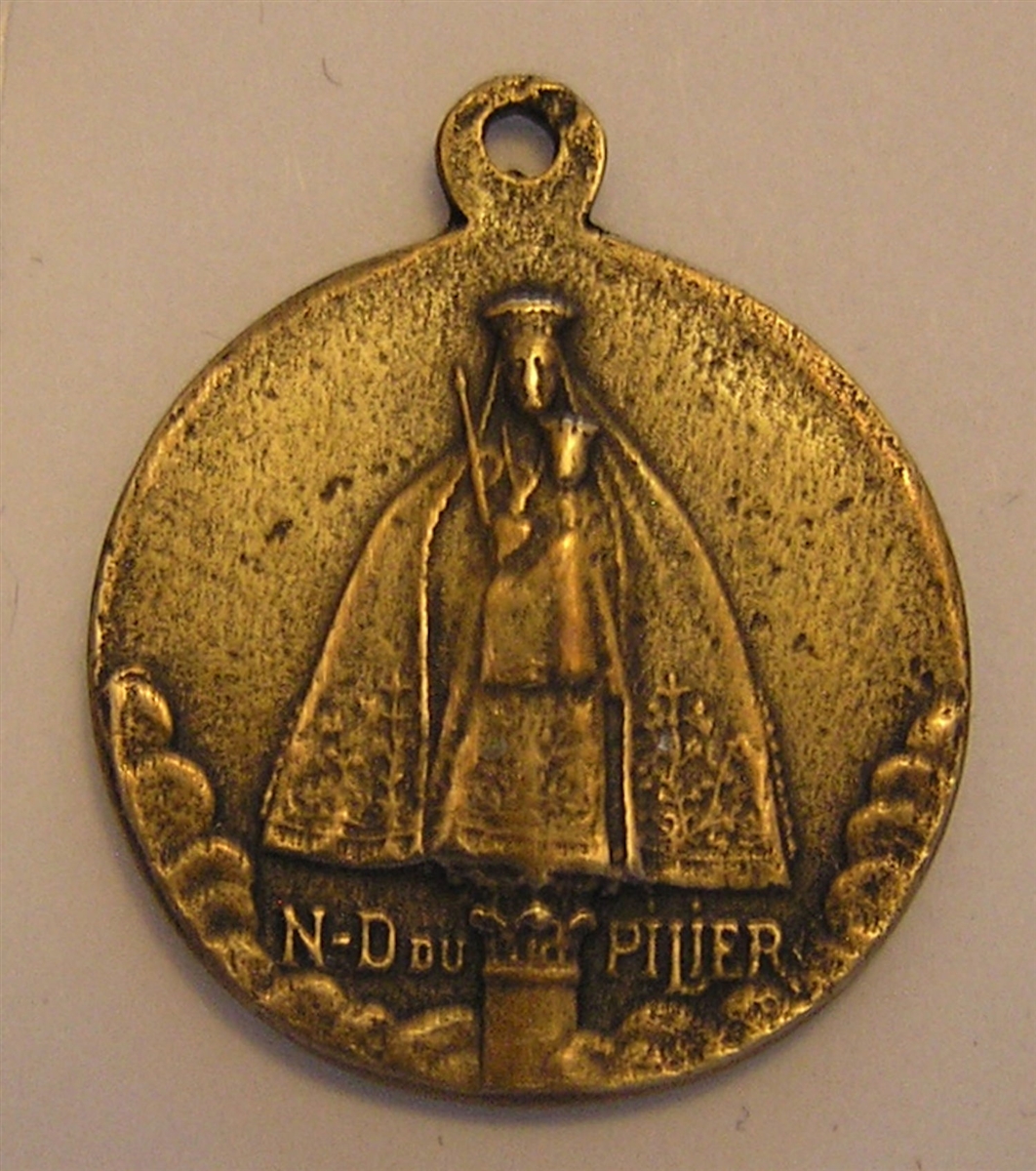 Our Lady on sale of the Pillar Vintage Medal, Mother Mary Catholic Gift