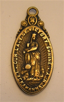 Blessed Mother Medal, Our Lady of Victory 1 1/2" - Catholic religious medals in authentic antique and vintage styles with amazing detail. Large collection of heirloom pieces made by hand in California, US. Available in true bronze and sterling silver
