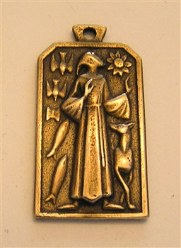 Saint Francis Medal by Fernand Py 1 1/8" - Catholic religious medals in authentic antique and vintage styles with amazing detail. Large collection of heirloom pieces made by hand in California, US. Available in true bronze and sterling silver