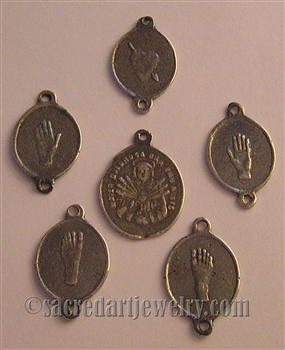 Wounds of the Passion Medal Set 1" - Catholic religious medals in authentic antique and vintage styles with amazing detail. Large collection of heirloom pieces made by hand in California, US. Available in true bronze and sterling silver