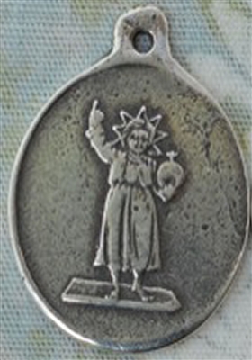 Infant Jesus Medal 15/16" - Catholic religious medals in authentic antique and vintage styles with amazing detail. Large collection of heirloom pieces made by hand in California, US. Available in true bronze and sterling silver