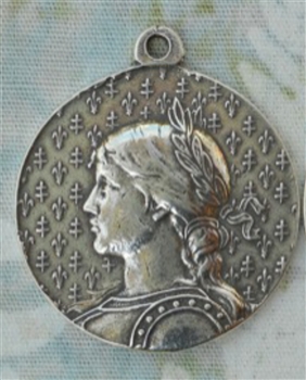 Joan of Arc Medallion Profile 1 3/8" - Catholic religious medals in authentic antique and vintage styles with amazing detail. Large collection of heirloom pieces made by hand in California, US. Available in true bronze and sterling silver