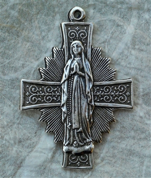 Our Lady of the Rosary Medal 1 3/8" - Catholic religious medals and medallions in authentic antique and vintage styles with amazing detail. Large collection of heirloom pieces made by hand in California, US. Available in true bronze and sterling silver.