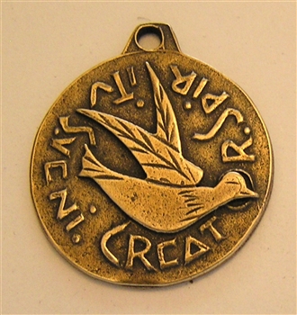 Holy Spirit Medal 1 3/8" - Catholic religious medals in authentic antique and vintage styles with amazing detail. Large collection of heirloom pieces made by hand in California, US. Available in true bronze and sterling silver