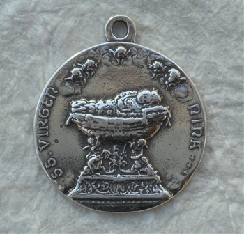 Crib Medal Virgin Mary Infant 1 1/8"- Catholic religious medals in authentic antique and vintage styles with amazing detail. Large collection of heirloom pieces made by hand in California, US. Available in true bronze and sterling silver.