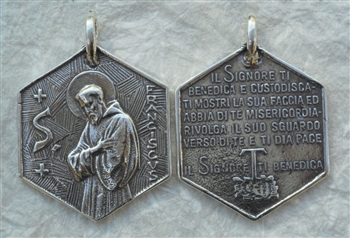 MEDAL St. Francis St. Benedict Prayer 1 1/2" - Catholic religious medals in authentic antique and vintage styles with amazing detail. Large collection of heirloom pieces made by hand in California, US. Available in true bronze and sterling silver