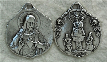 Our Lady of Montagu Scapular Medal 7/8" - Catholic religious medals in authentic antique and vintage styles with amazing detail. Large collection of heirloom pieces made by hand in California, US. Available in true bronze and sterling silver
