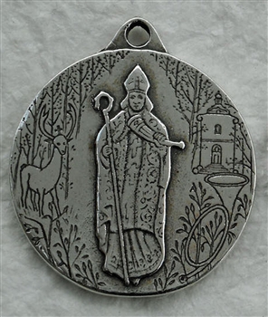 St Hubert Medal, Commemorative 1 1/8" - Catholic religious medals in authentic antique and vintage styles with amazing detail. Large collection of heirloom pieces made by hand in California, US. Available in true bronze and sterling silver