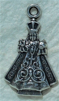 Infant of Prague Medal 1 1/8" - Catholic religious medals in authentic antique and vintage styles with amazing detail. Large collection of heirloom pieces made by hand in California, US. Available in true bronze and sterling silver