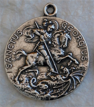 St George Medal 1 1/4" - Catholic religious medals in authentic antique and vintage styles with amazing detail. Large collection of heirloom pieces made by hand in California, US. Available in true bronze and sterling silver.