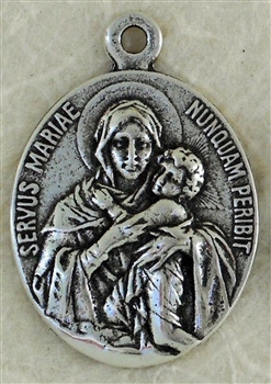 Blessed Mother Medal 1" - Catholic religious medals in authentic antique and vintage styles with amazing detail. Large collection of heirloom pieces made by hand in California, US. Available in true bronze and sterling silver