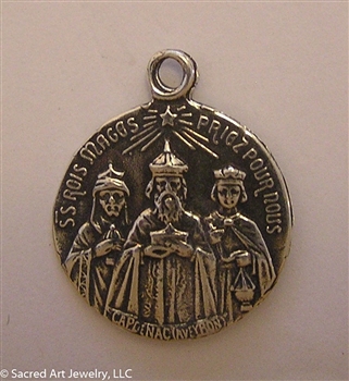 Three Kings Medal 1" - Catholic religious medals in authentic antique and vintage styles with amazing detail. Large collection of heirloom pieces made by hand in California, US. Available in sterling silver and true bronze