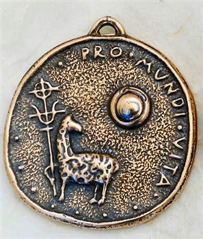 Agnus Dei Medal 1 1/4" - Catholic religious medals in authentic antique and vintage styles with amazing detail. Large collection of heirloom pieces made by hand in California, US. Available in sterling silver and true bronze