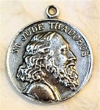 St Jude Thaddeus Medal 15/16" - Catholic religious medals in authentic antique and vintage styles with amazing detail. Large collection of heirloom pieces made by hand in California, US. Available in true bronze and sterling silver.
