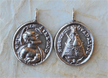 Our Lady of Guadalupe / Saint Jerome of Werden, 3/4- Catholic religious medals in authentic antique and vintage styles with amazing detail. Large collection of heirloom pieces made by hand in California, US. Available in sterling silver