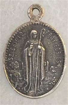 Saint Brigid of Ireland/Saint Patrick Pray for Us Medal 3/4" - Catholic religious medals in authentic antique and vintage styles with amazing detail. Large collection of heirloom pieces made by hand in California, US. Available in sterling silver and true