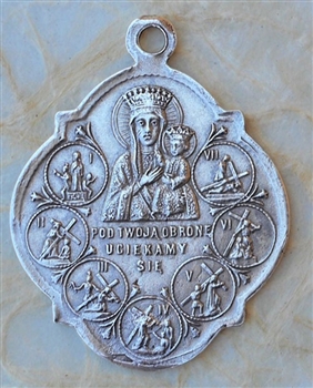 Way of the Cross Medal 1 1/2" - Catholic religious medals in authentic antique and vintage styles with amazing detail. Large collection of heirloom pieces made by hand in California, US. Available in true bronze and sterling silver