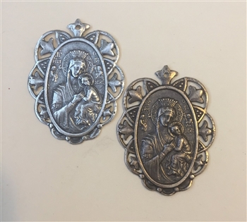 Scapular Medal 1 3/8" - Catholic religious medals in authentic antique and vintage styles with amazing detail. Large collection of heirloom pieces made by hand in California, US. Available in true bronze and sterling silver.