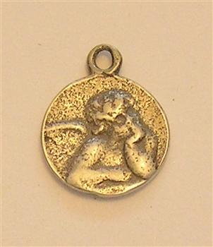 Medallion Charm, Mini Small Victorian Angel Medal 1/2" - Charms and pendants in authentic antique and vintage styles with amazing detail. Large collection of heirloom pieces made by hand in California, US. Available in sterling silver or true bronze.