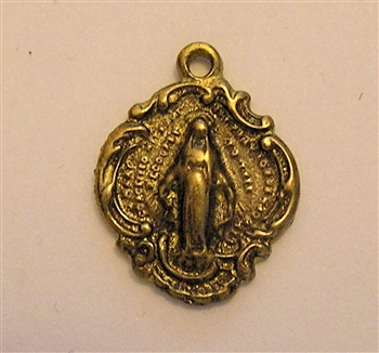 Classic Miraculous Medal 5/8" - Catholic religious medals in authentic antique and vintage styles with amazing detail. Large collection of heirloom pieces made by hand in California, US. Available in true bronze and sterling silver.