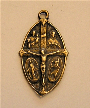 Holy Family Medal 1"  - Catholic religious medals in authentic antique and vintage styles with amazing detail. Large collection of heirloom pieces made by hand in California, US. Available in true bronze and sterling silver.