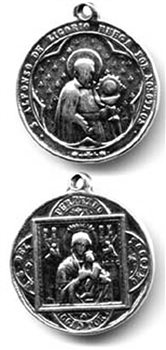 Saint Alphonse Medal 1 1/8" - Catholic religious medals in authentic antique and vintage styles with amazing detail. Large collection of heirloom pieces made by hand in California, US. Available in true bronze and sterling silver.