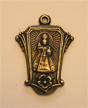 Infant of Prague Medal 1" - Catholic religious medals in authentic antique and vintage styles with amazing detail. Large collection of heirloom pieces made by hand in California, US. Available in true bronze and sterling silver.