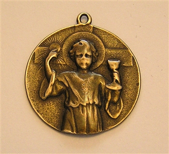 First Communion Medal, Young Jesus with Eucharist Medal - Catholic religious medals in authentic antique and vintage styles with amazing detail. Large collection of heirloom pieces made by hand in California, US.