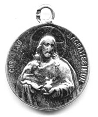 Sacred Heart Medal 1" - Catholic religious medals in authentic antique and vintage styles with amazing detail. Large collection of heirloom pieces made by hand in California, US. Available in sterling silver and true bronze