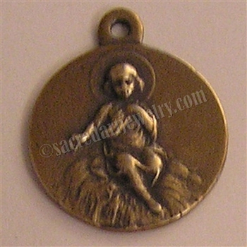 Crib Medal Jesus Nativity 1" - Catholic religious medals in authentic antique and vintage styles with amazing detail. Large collection of heirloom pieces made by hand in California, US. Available in sterling silver and true bronze