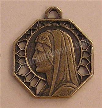 Mary Profile Medal 1" - Catholic religious medals in authentic antique and vintage styles with amazing detail. Large collection of heirloom pieces made by hand in California, US. Available in sterling silver and true bronze