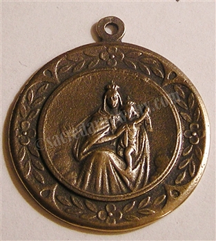 Blessed Mother Medal 1" - Catholic religious medals in authentic antique and vintage styles with amazing detail. Large collection of heirloom pieces made by hand in California, US. Available in sterling silver and true bronze
