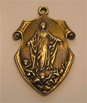 Assumption of Mary Medal 1 1/2" - Catholic religious medals in authentic antique and vintage styles with amazing detail. Large collection of heirloom pieces made by hand in California, US. Available in true bronze and sterling silver.