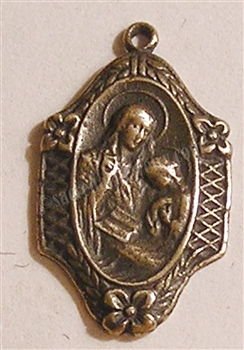 St Anne with Mary Medal 7/8" - Catholic religious medals in authentic antique and vintage styles with amazing detail. Large collection of heirloom pieces made by hand in California, US. Available in sterling silver and true bronze