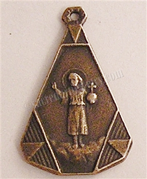 Boy Jesus Guardian Angel Medal 1" - Catholic religious medals in authentic antique and vintage styles with amazing detail. Large collection of heirloom pieces made by hand in California, US. Available in sterling silver and true bronze