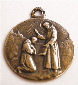 St Francis Blessing Medal 1" - Catholic religious medals in authentic antique and vintage styles with amazing detail. Large collection of heirloom pieces made by hand in California, US. Available in true bronze and sterling silver.