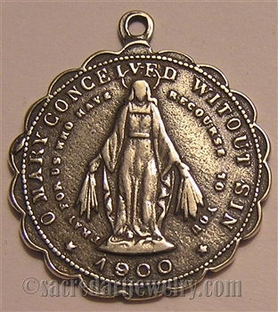 Sodality Medal 1 1/4" - Catholic religious medals in authentic antique and vintage styles with amazing detail. Large collection of heirloom pieces made by hand in California, US. Available in true bronze and sterling silver.