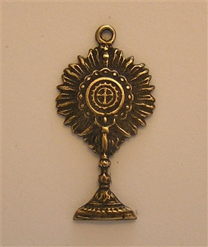 Monstrance Medal 1" - Catholic religious medals in authentic antique and vintage styles with amazing detail. Large collection of heirloom pieces made by hand in California, US. Available in true bronze and sterling silver.