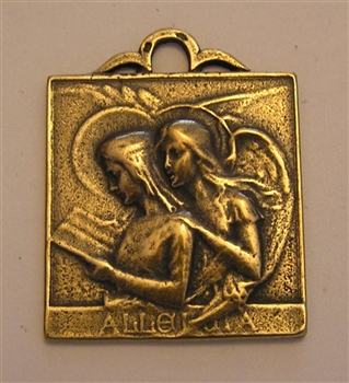 Archangel St Gabriel Medal 1 1/4" - Catholic angel medals in authentic antique and vintage styles with amazing detail. Large collection of heirloom pieces made by hand in California, US. Available in true bronze and sterling silver.