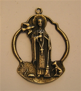 St Martin de Porres Medal 1 1/2" - Catholic religious medals in authentic antique and vintage styles with amazing detail. Large collection of heirloom pieces made by hand in California, US. Available in true bronze and sterling silver.