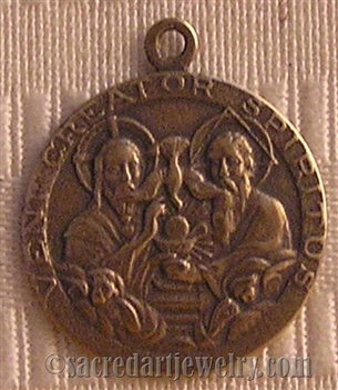 Holy Trinity Medal 1" - Catholic religious medals in authentic antique and vintage styles with amazing detail. Large collection of heirloom pieces made by hand in California, US. Available in true bronze and sterling silver.
