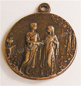 Marriage Medal 3/4" - Catholic religious medals in authentic antique and vintage styles with amazing detail. Large collection of heirloom pieces made by hand in California, US. Available in true bronze and sterling silver.