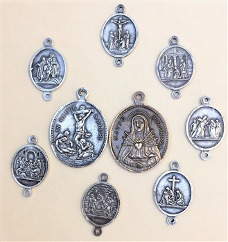 Seven Sorrows, 8 pcs.- Medal and 7 links Set