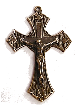 Patterned White Bronze Crucifix 1 3/4"