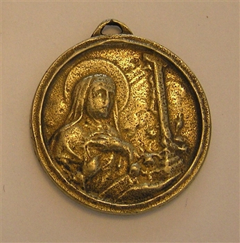 Saint Rita White Bronze Medal 1 1/8"